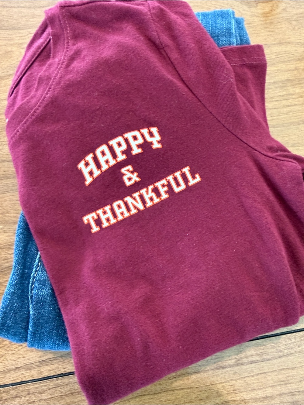 Cat & Jack "Happy & Thankful" Maroon Shirt and Skinny Jeans outfit
